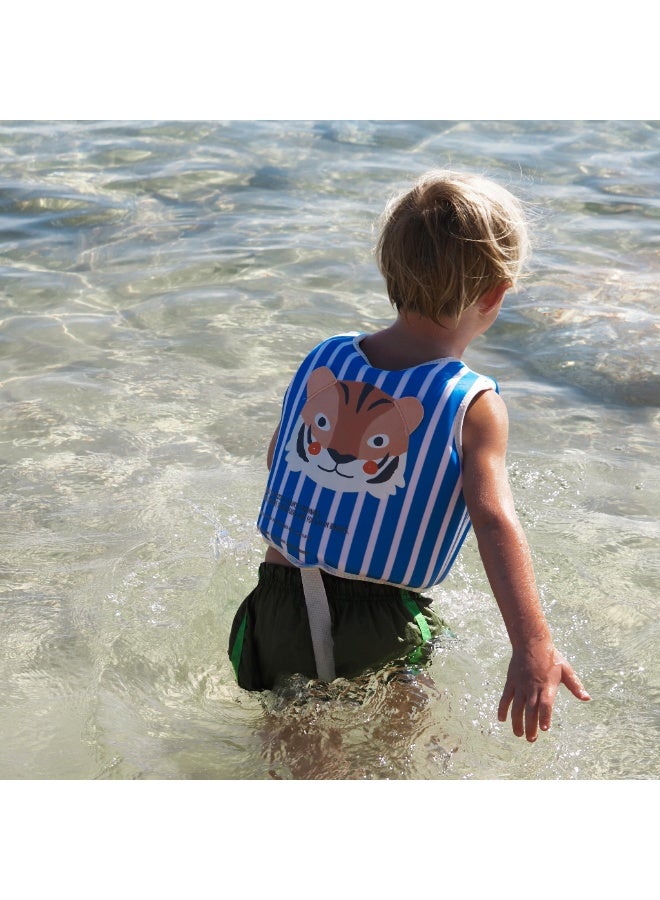 SUNNY LIFE Float Vest for Kids Age 2–3 Years, Tino The Tiger Blue Swim Vest with Front Zip & Adjustable Safety Strap - Image 4